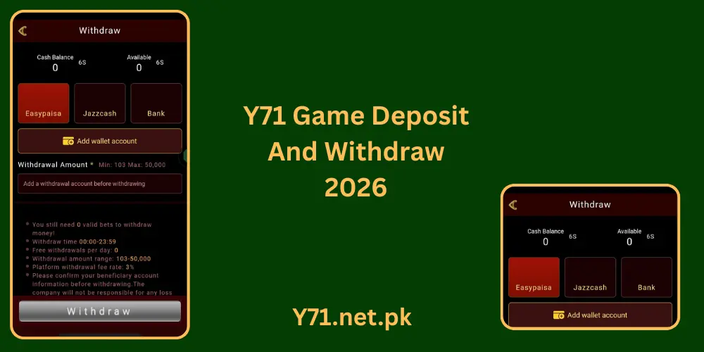 Y71 Game Deposit And Withdraw